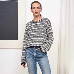 La Ligne Jeanne striped knit sweater white & navy - XL